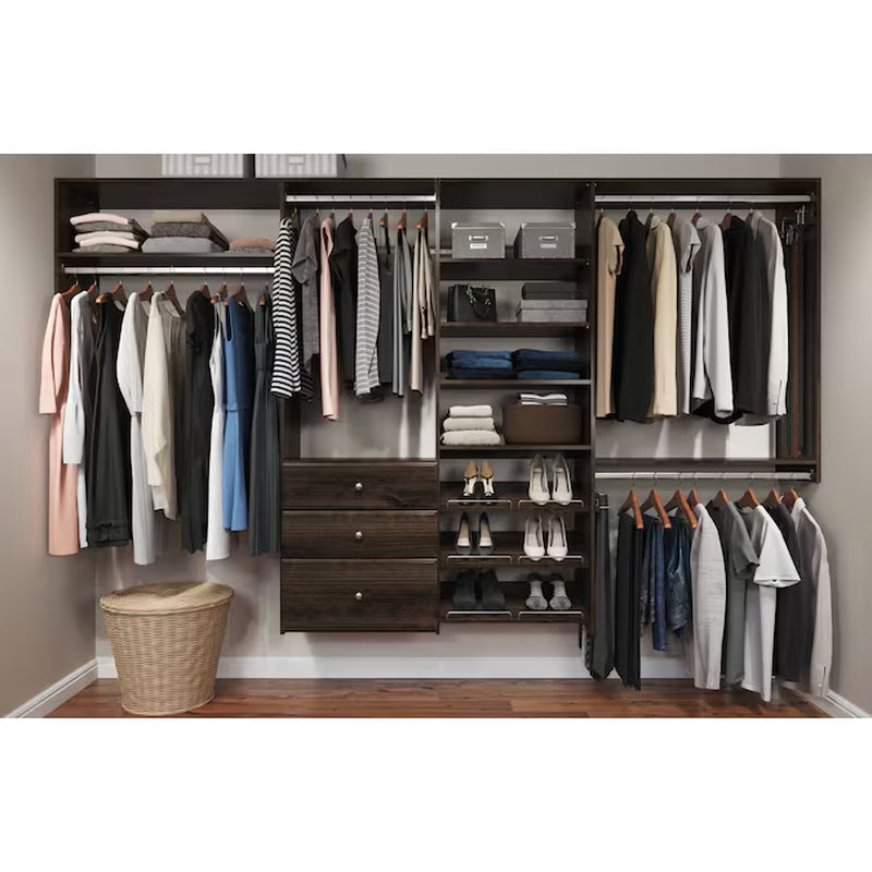 6-Ft to 10-Ft W X 6-Ft H White Solid Shelving Wood Closet System