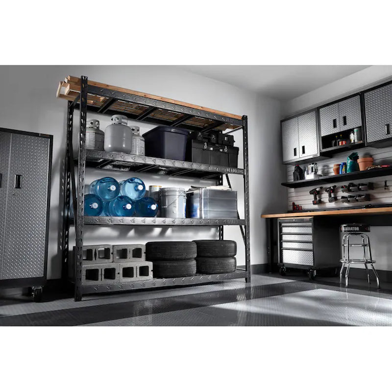 Heavy Duty Steel Heavy Duty 4-Tier Utility Shelving Unit (90-In W X 24-In D X 90-In H), Gray, (2000-Lb Capacity per Shelf)