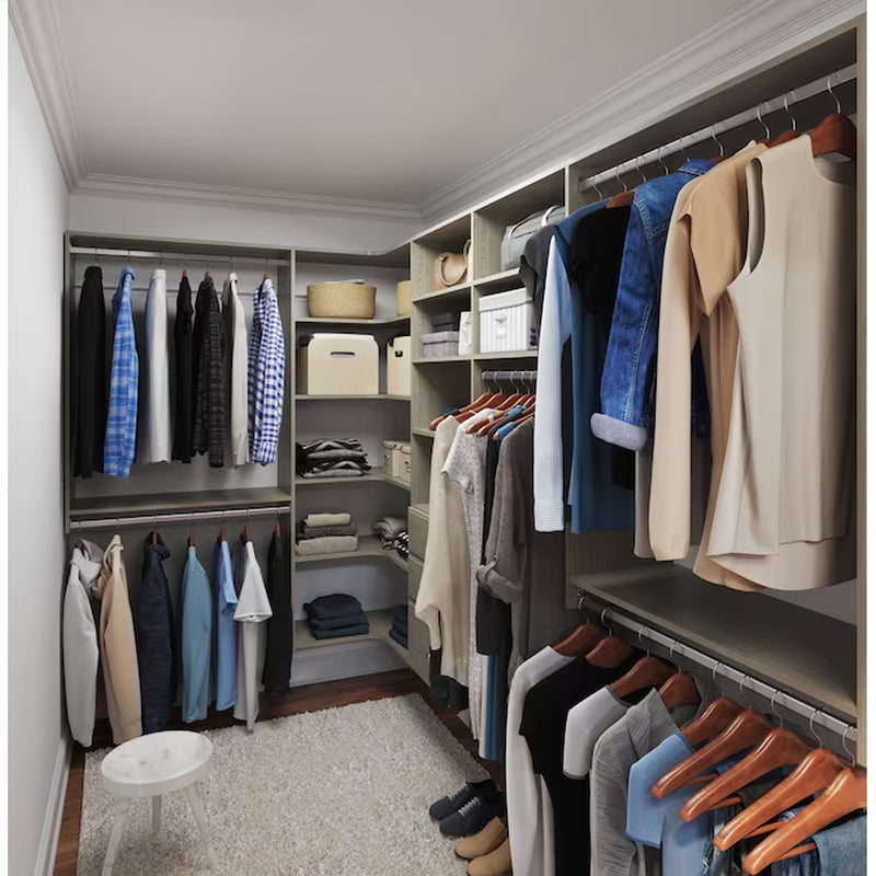 6.5-Ft to 9.5-Ft W X 7-Ft H White Solid Shelving Wood Closet System