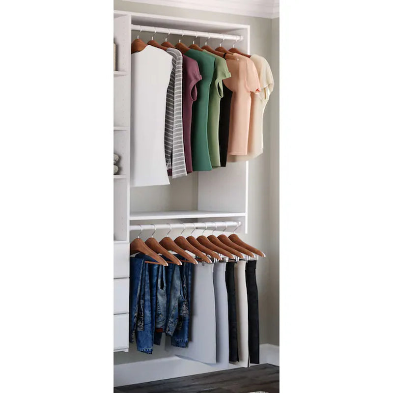 10.09-Ft to 12.09-Ft W X 6-Ft H White Solid Shelving Wood Closet System