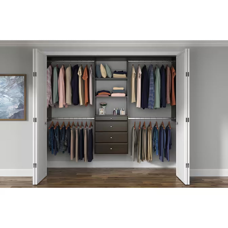 4-Ft to 8-Ft W X 6-Ft H White Solid Shelving Wood Closet System