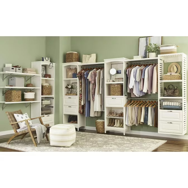Hartford 5-Ft to 8-Ft W X 6.33-Ft H White Ventilated Shelving Wood Closet System