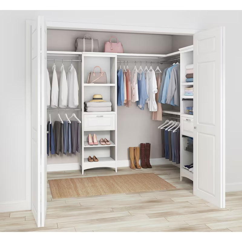 Hartford 5-Ft to 8-Ft W X 6.33-Ft H White Solid Shelving Wood Closet System