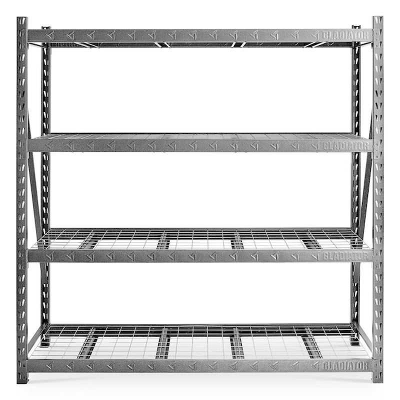Heavy Duty Steel Heavy Duty 4-Tier Utility Shelving Unit (90-In W X 24-In D X 90-In H), Gray, (2000-Lb Capacity per Shelf)
