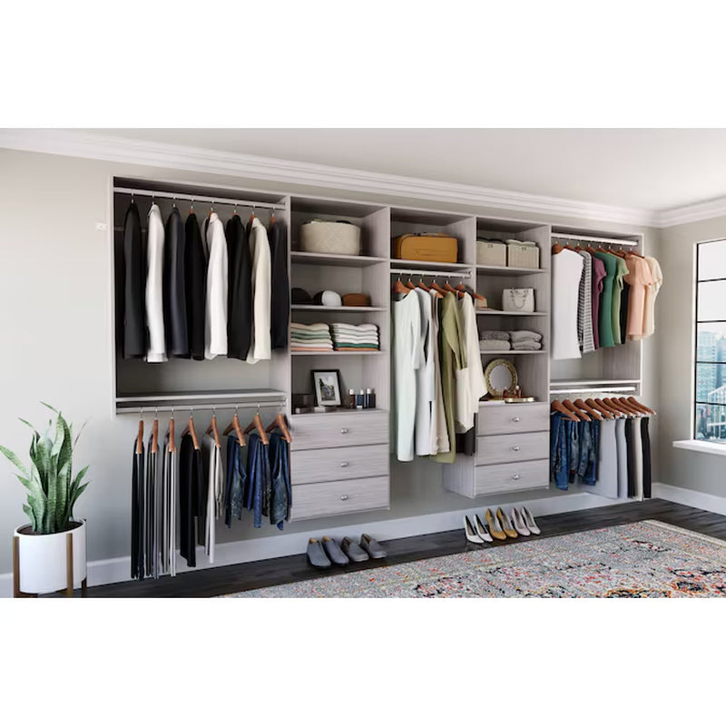 10.09-Ft to 12.09-Ft W X 6-Ft H White Solid Shelving Wood Closet System
