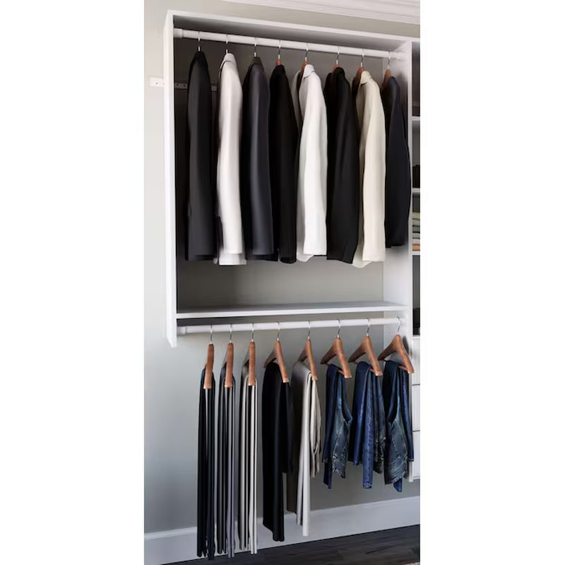 10.09-Ft to 12.09-Ft W X 6-Ft H White Solid Shelving Wood Closet System