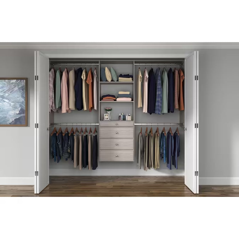 4-Ft to 8-Ft W X 6-Ft H White Solid Shelving Wood Closet System