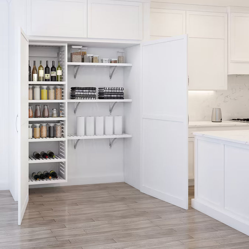 Hartford 5-Ft to 8-Ft W X 6.33-Ft H White Ventilated Shelving Wood Closet System