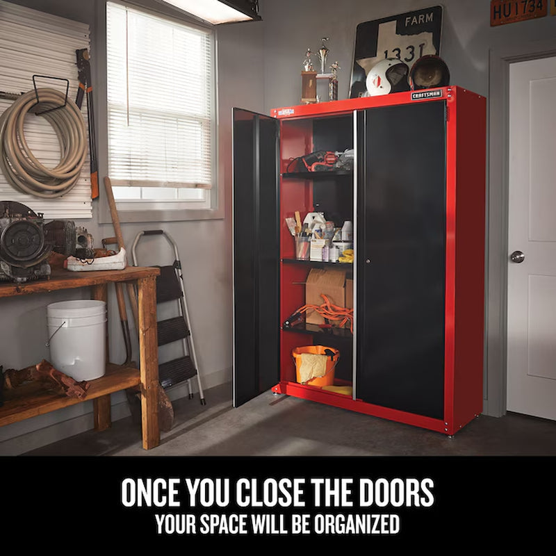 48-In W X 74-In H X 18-In D Freestanding Steel Garage Cabinet in Red