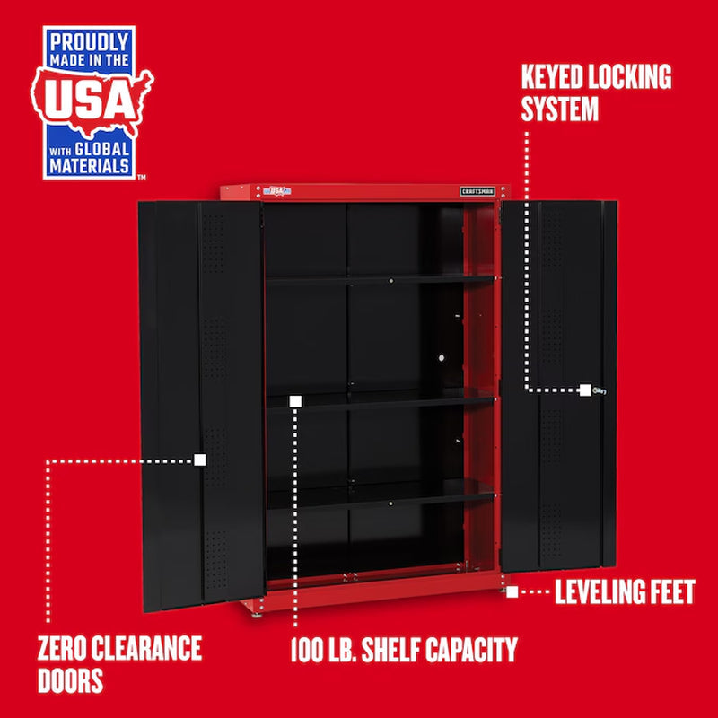 48-In W X 74-In H X 18-In D Freestanding Steel Garage Cabinet in Red