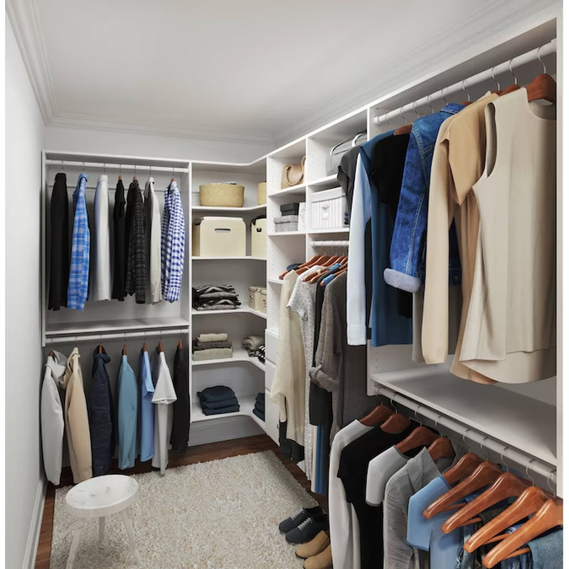 6.5-Ft to 9.5-Ft W X 7-Ft H White Solid Shelving Wood Closet System