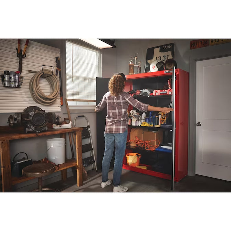 48-In W X 74-In H X 18-In D Freestanding Steel Garage Cabinet in Red