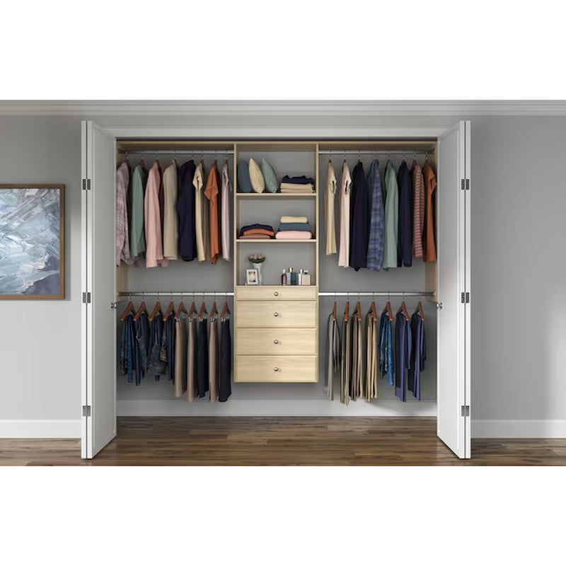4-Ft to 8-Ft W X 6-Ft H White Solid Shelving Wood Closet System
