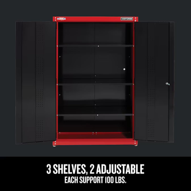 48-In W X 74-In H X 18-In D Freestanding Steel Garage Cabinet in Red