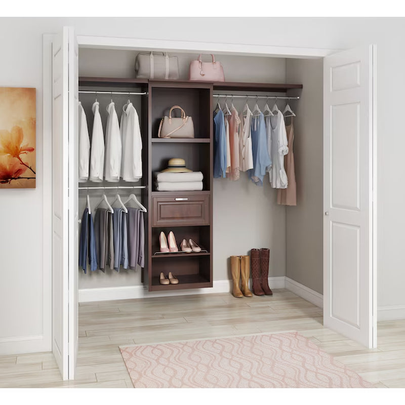 Hartford 5-Ft to 8-Ft W X 6.33-Ft H White Solid Shelving Wood Closet System