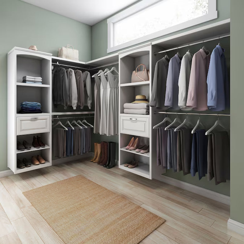 Hartford 5-Ft to 8-Ft W X 6.33-Ft H White Solid Shelving Wood Closet System