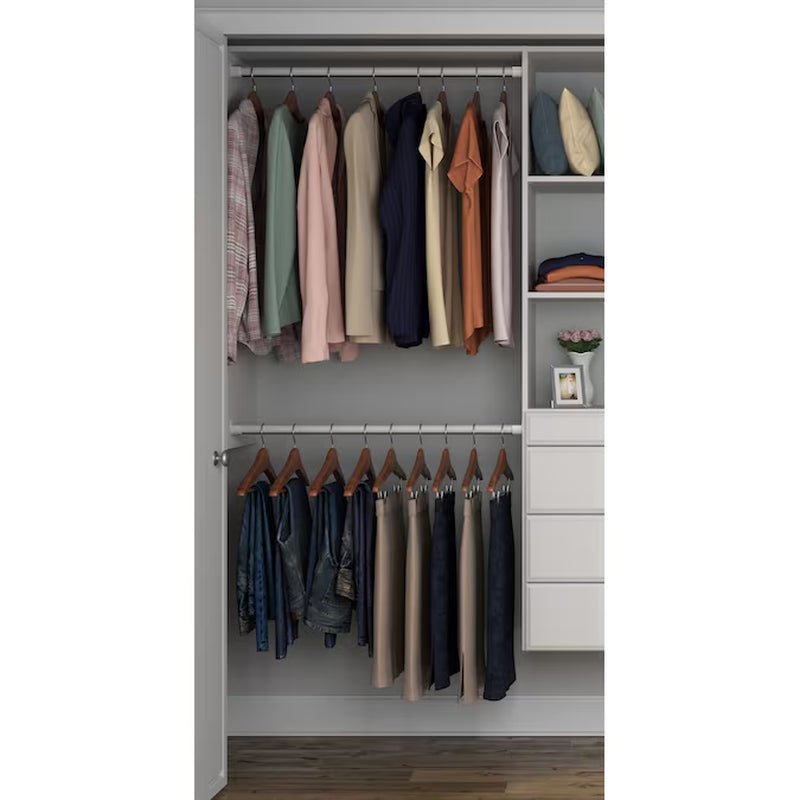 4-Ft to 8-Ft W X 6-Ft H White Solid Shelving Wood Closet System