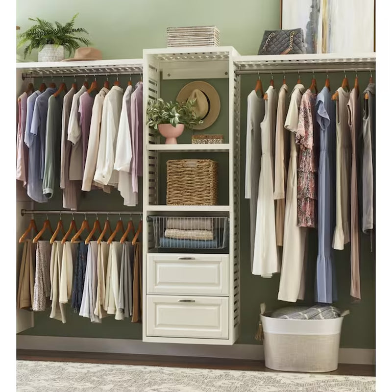 Hartford 5-Ft to 8-Ft W X 6.33-Ft H White Ventilated Shelving Wood Closet System