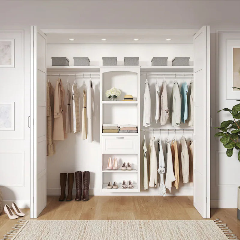 Hartford 5-Ft to 8-Ft W X 6.33-Ft H White Solid Shelving Wood Closet System