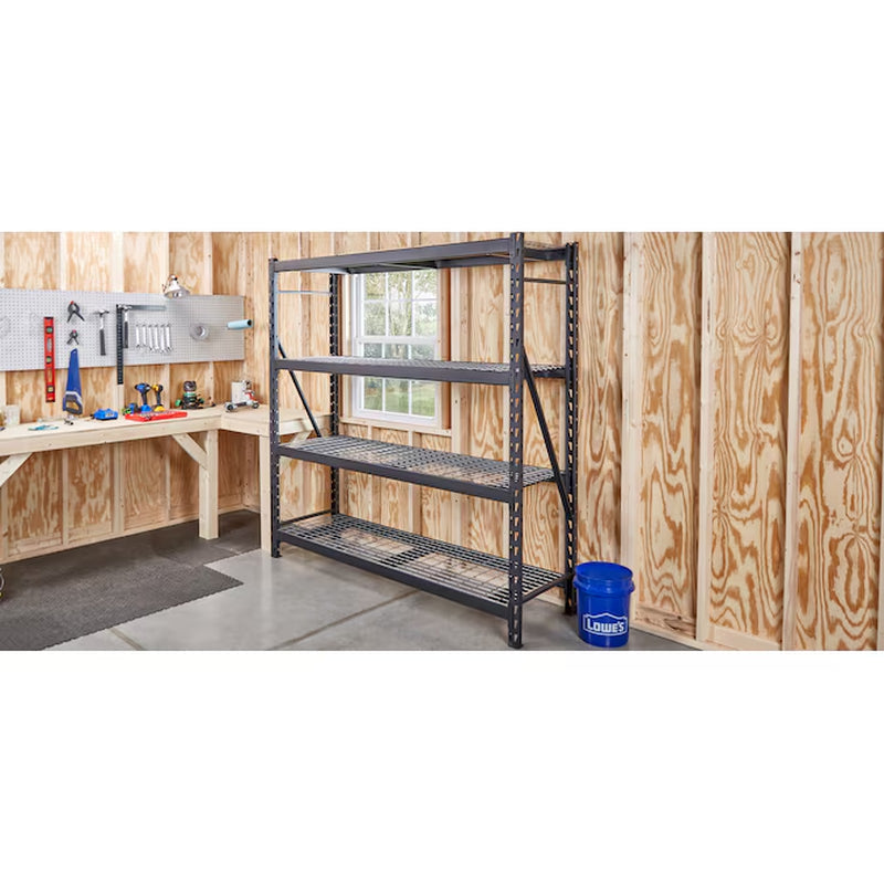 Muscle Rack Steel Heavy Duty 4-Tier Utility (84-In W X 24-In D X 84-In H) Gray, (1500-Lb Capacity per Shelf)