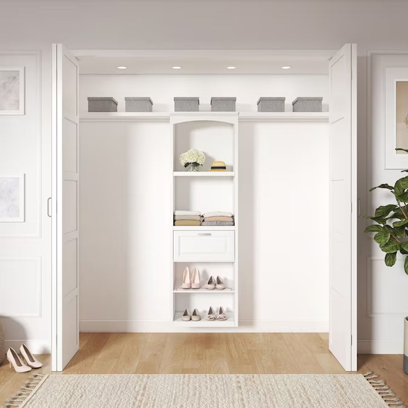 Hartford 5-Ft to 8-Ft W X 6.33-Ft H White Solid Shelving Wood Closet System