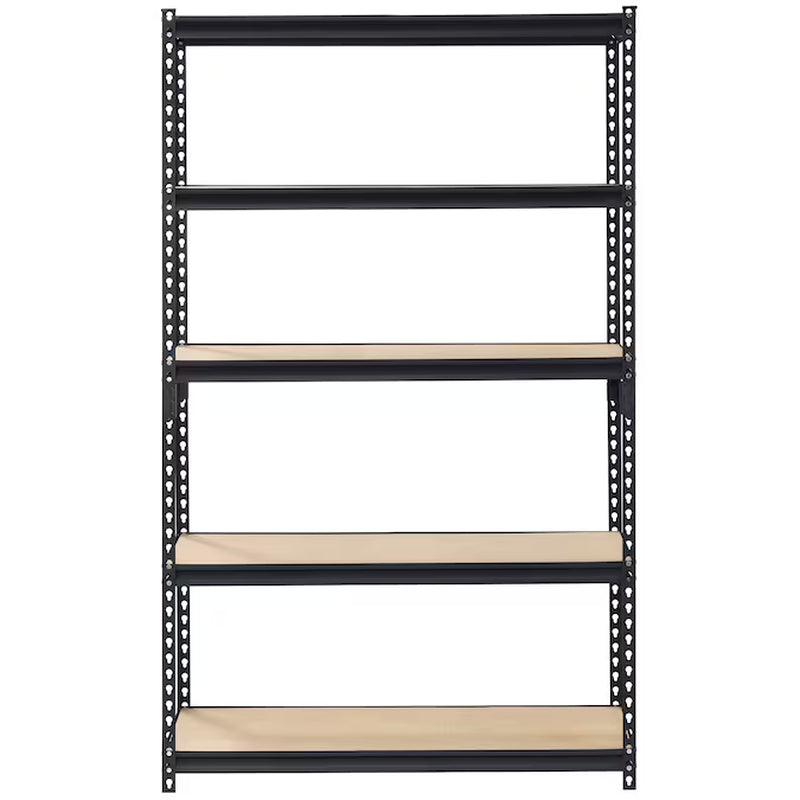 Metal Heavy Duty 5-Tier Utility Shelving Unit (48-In W X 24-In D X 72-In H), Black, (800-Lb Capacity per Shelf)