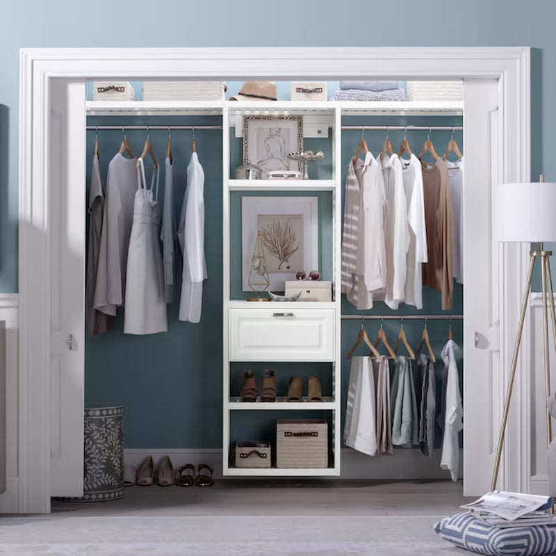Hartford 5-Ft to 8-Ft W X 6.33-Ft H White Ventilated Shelving Wood Closet System