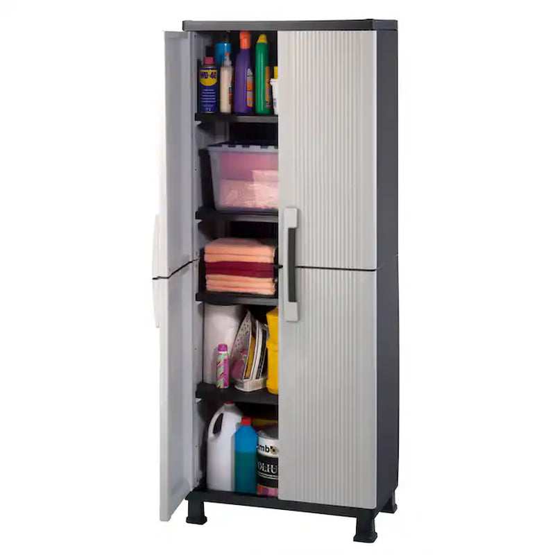 Utility Cabinet 26.8-In W X 68-In H X 14.8-In D Freestanding Plastic Garage Cabinet in Gray