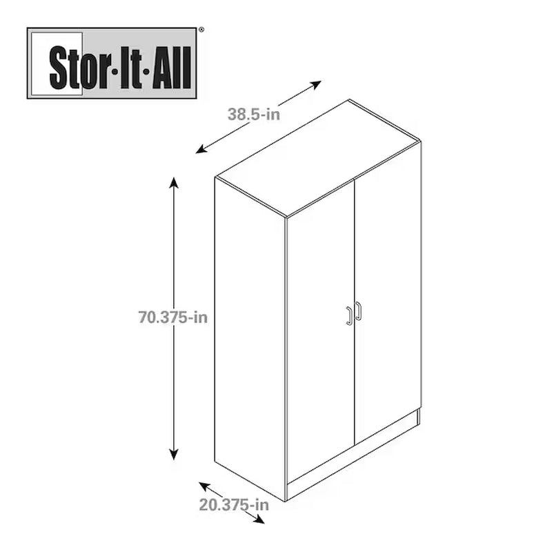38.5-In W X 70.375-In H Wood Composite White Wall-Mount Utility Storage Cabinet