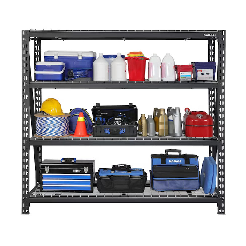 Bolted Steel Heavy Duty 4-Tier Utility Shelving Unit (77-In W X 24-In D X 72-In H), Black, (1500-Lb Capacity per Shelf)