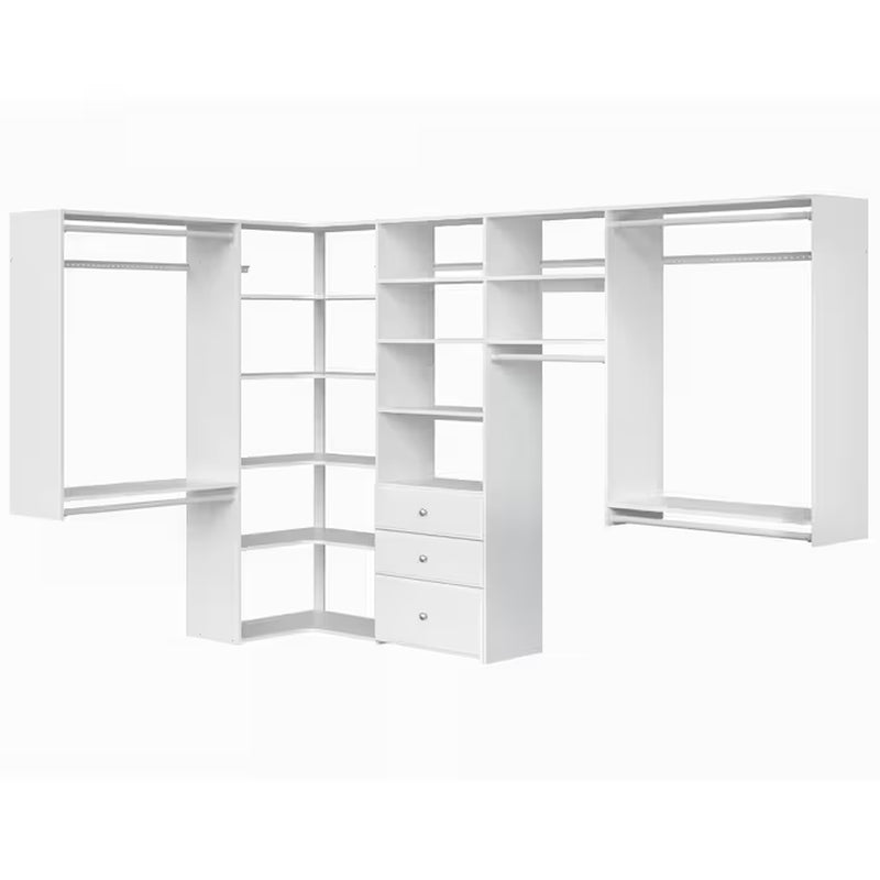 6.5-Ft to 9.5-Ft W X 7-Ft H White Solid Shelving Wood Closet System