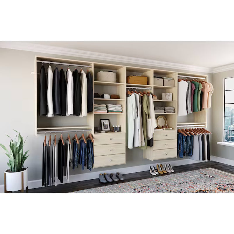 10.09-Ft to 12.09-Ft W X 6-Ft H White Solid Shelving Wood Closet System