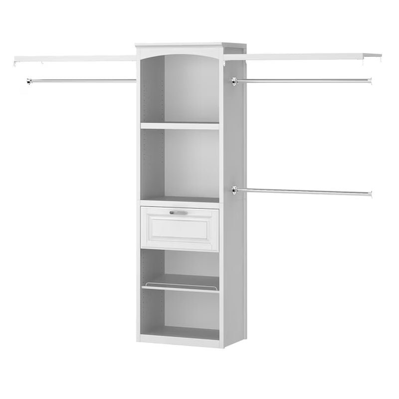 Hartford 5-Ft to 8-Ft W X 6.33-Ft H White Solid Shelving Wood Closet System