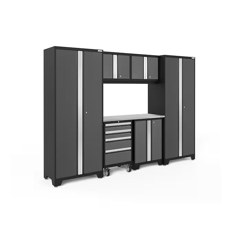 108-In W X 76.75-In H 6-Cabinets Steel Charcoal Gray Garage Storage System