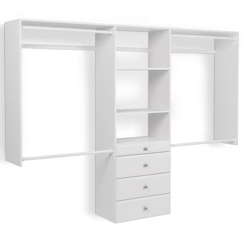4-Ft to 8-Ft W X 6-Ft H White Solid Shelving Wood Closet System