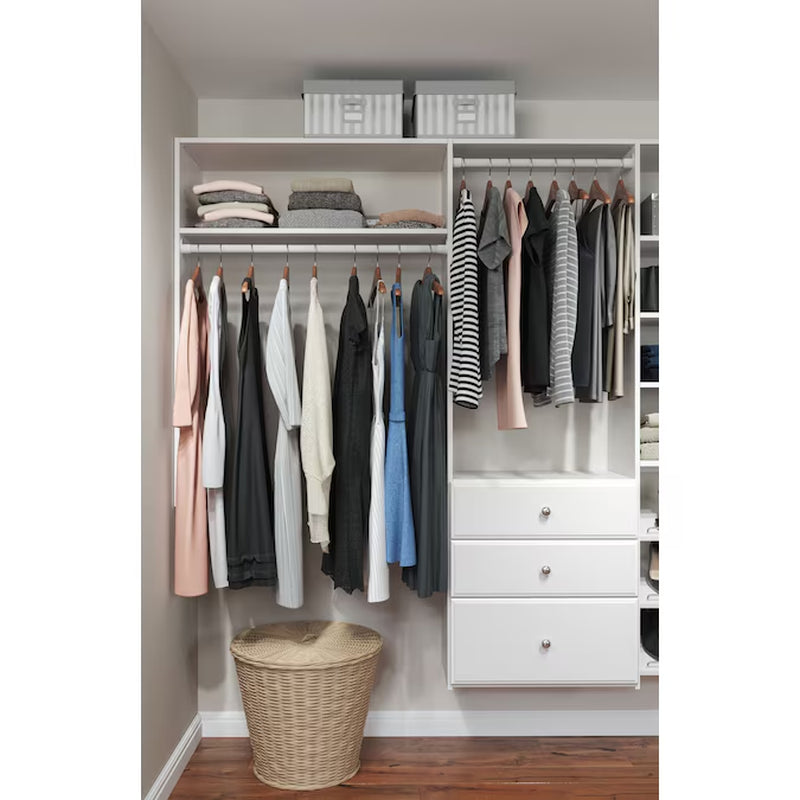 6-Ft to 10-Ft W X 6-Ft H White Solid Shelving Wood Closet System
