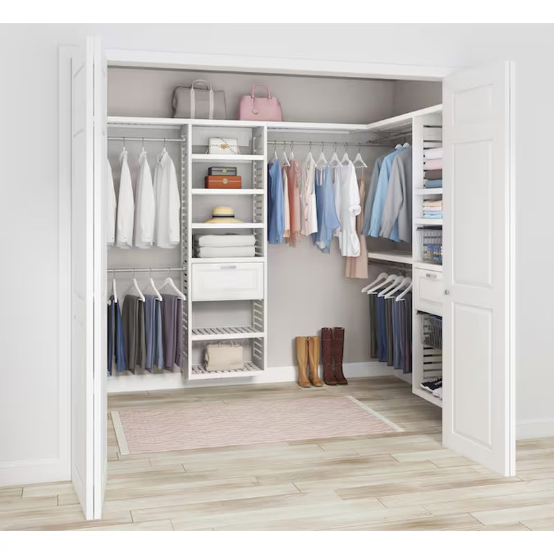 Hartford 5-Ft to 8-Ft W X 6.33-Ft H White Ventilated Shelving Wood Closet System