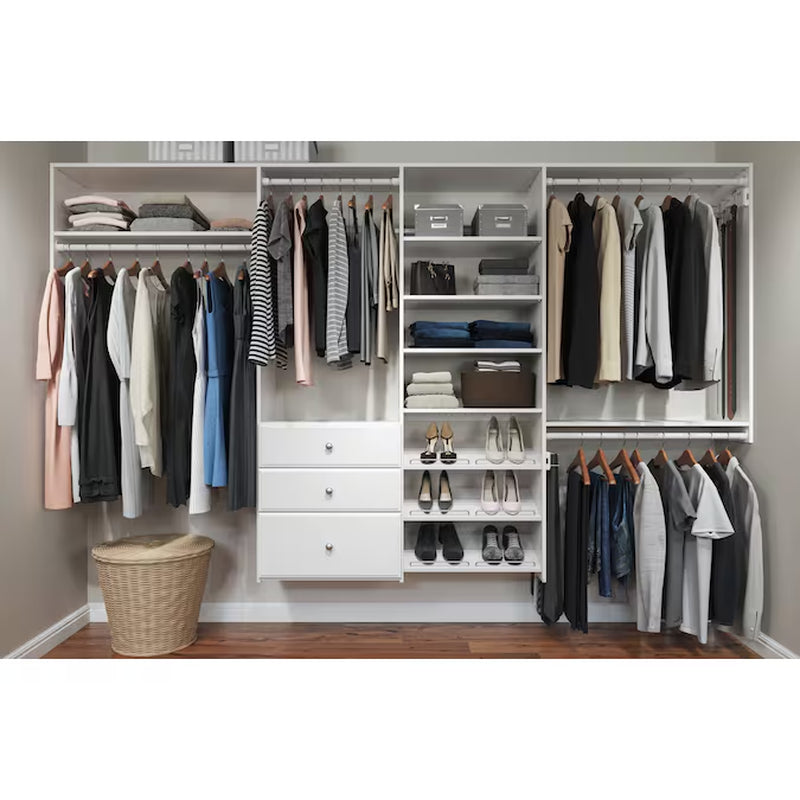 6-Ft to 10-Ft W X 6-Ft H White Solid Shelving Wood Closet System