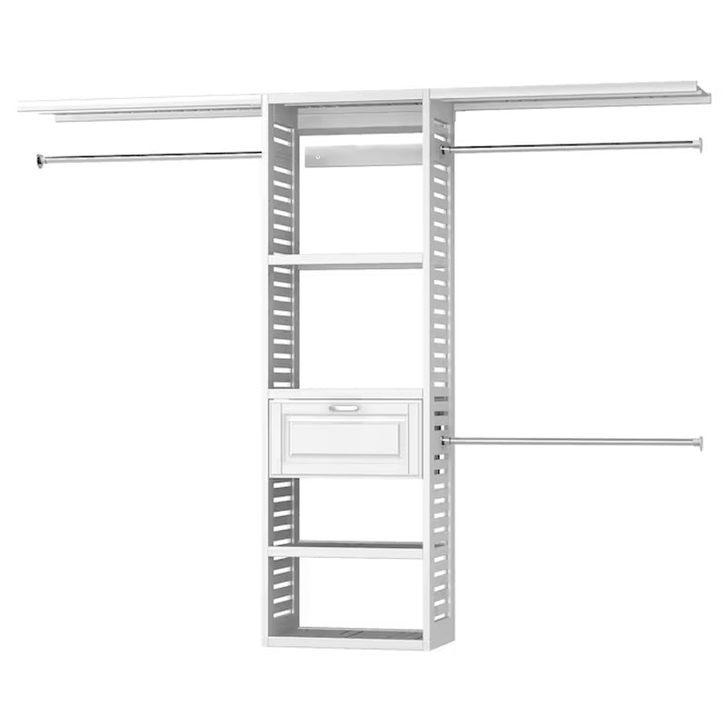 Hartford 5-Ft to 8-Ft W X 6.33-Ft H White Ventilated Shelving Wood Closet System