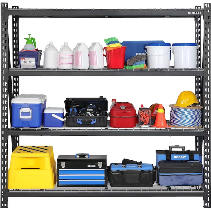 Bolted Steel Heavy Duty 4-Tier Utility Shelving Unit (77-In W X 24-In D X 72-In H), Black, (1500-Lb Capacity per Shelf)