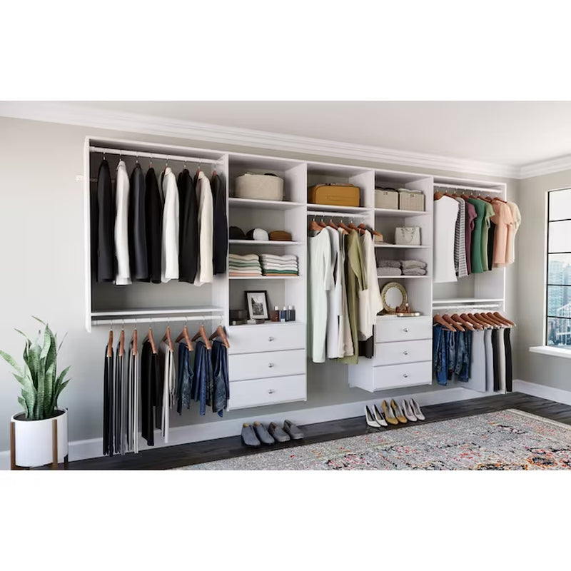 10.09-Ft to 12.09-Ft W X 6-Ft H White Solid Shelving Wood Closet System