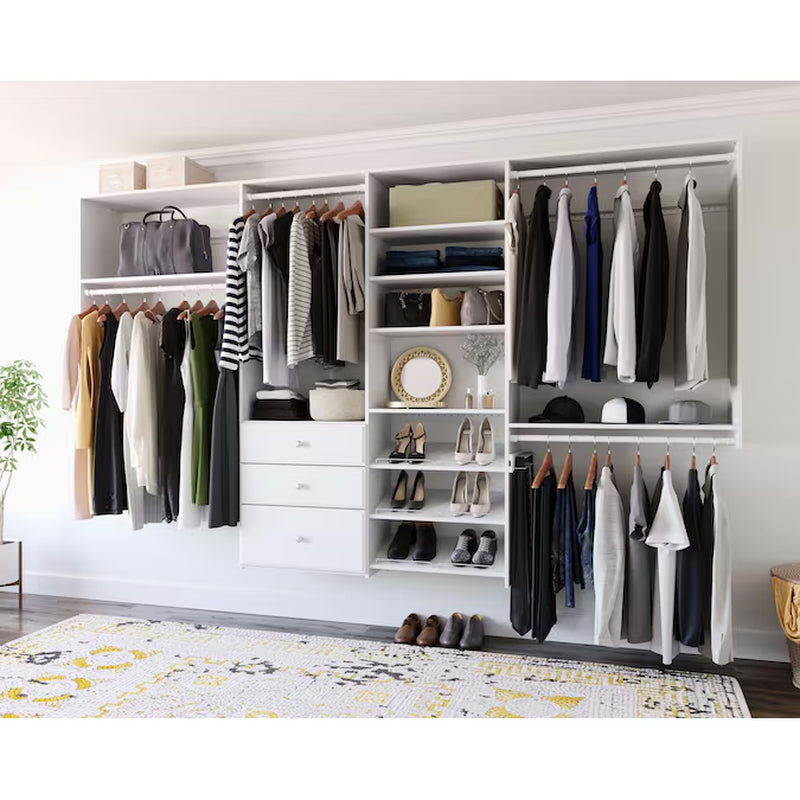 6-Ft to 10-Ft W X 6-Ft H White Solid Shelving Wood Closet System