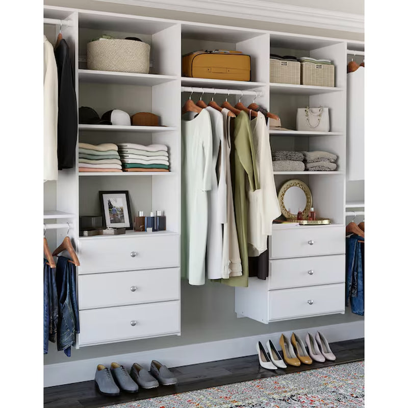 10.09-Ft to 12.09-Ft W X 6-Ft H White Solid Shelving Wood Closet System