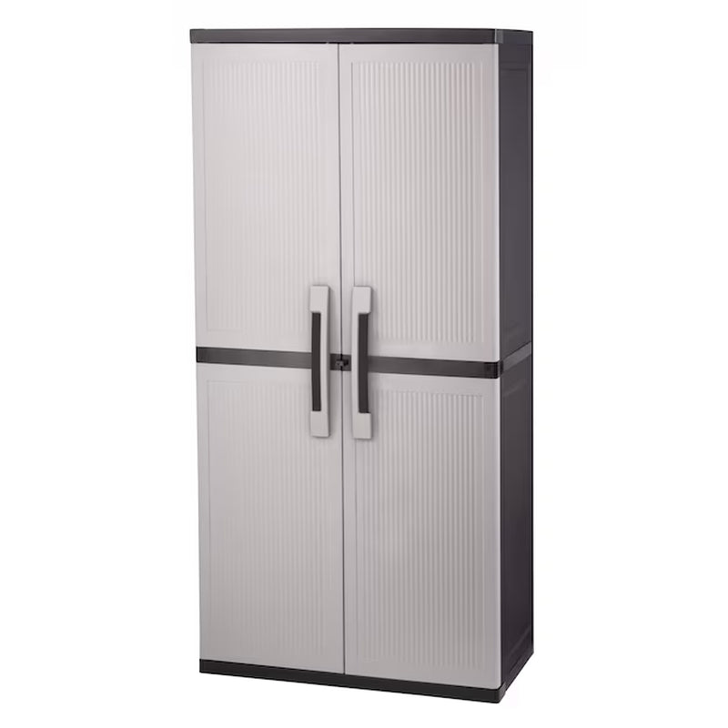 Utility Jumbo Cabinet 34.5-In W X 70.8-In H X 17.5-In D Freestanding Plastic Garage Cabinet in Gray