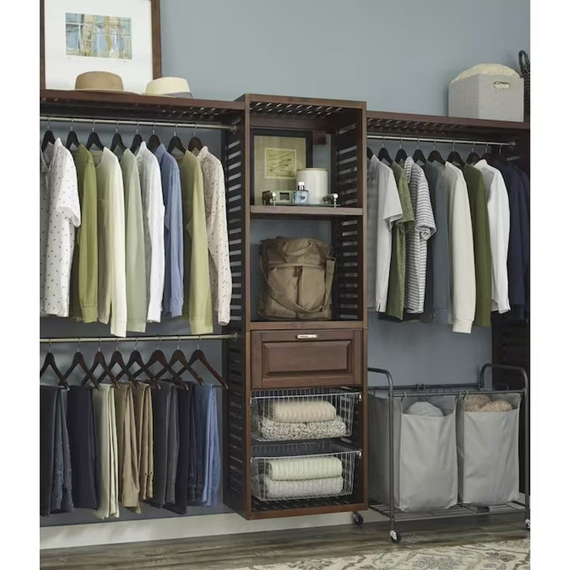 Hartford 5-Ft to 8-Ft W X 6.33-Ft H White Ventilated Shelving Wood Closet System