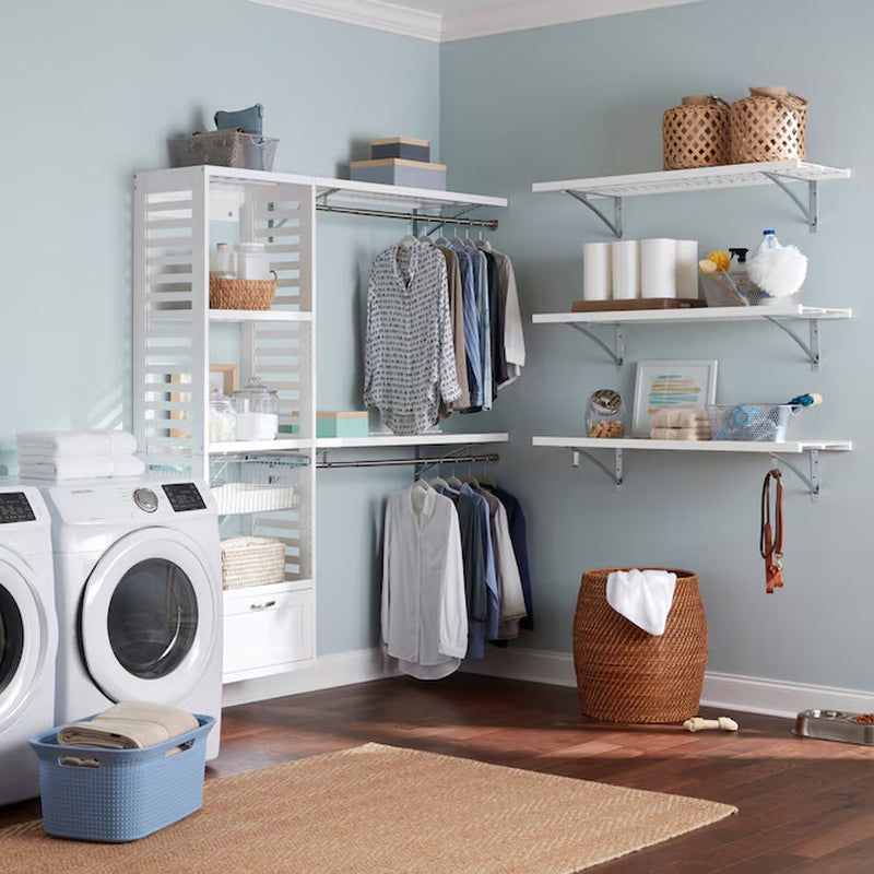 Hartford 5-Ft to 8-Ft W X 6.33-Ft H White Ventilated Shelving Wood Closet System