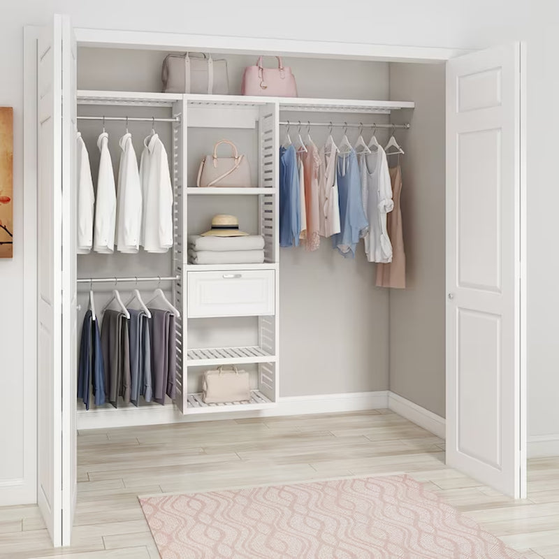 Hartford 5-Ft to 8-Ft W X 6.33-Ft H White Ventilated Shelving Wood Closet System