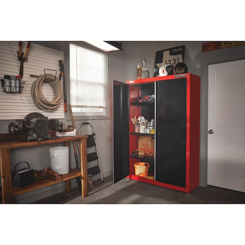 48-In W X 74-In H X 18-In D Freestanding Steel Garage Cabinet in Red