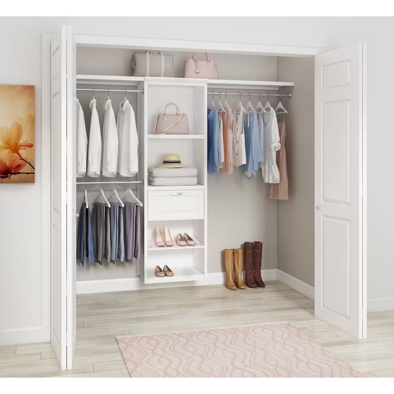 Hartford 5-Ft to 8-Ft W X 6.33-Ft H White Solid Shelving Wood Closet System