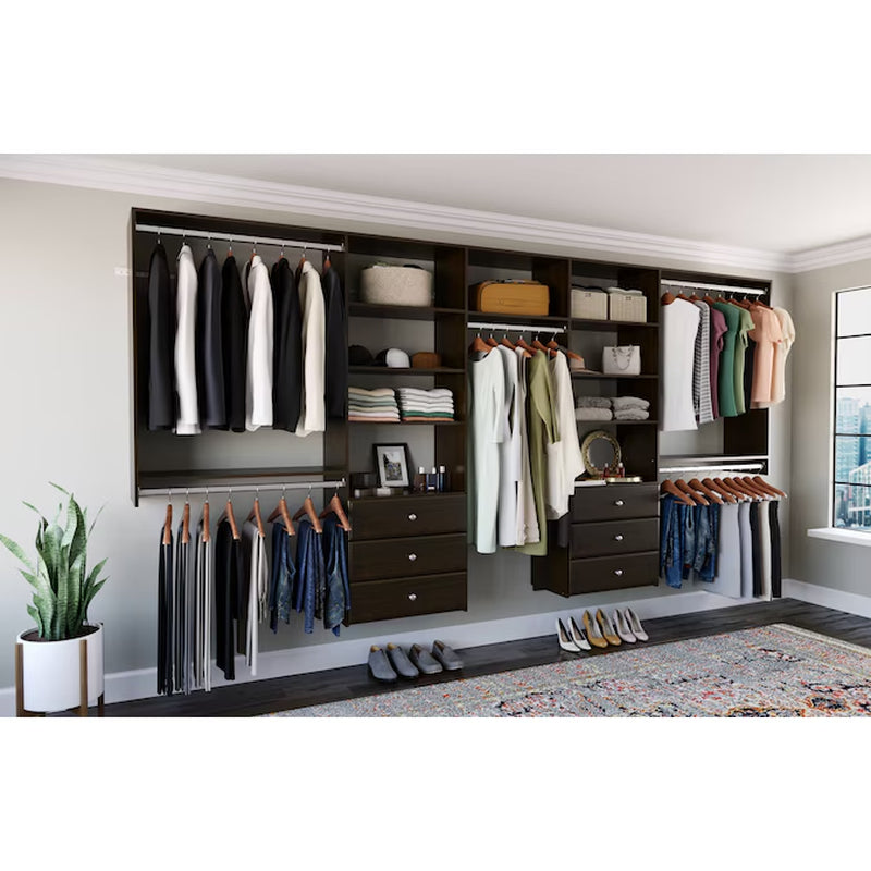 10.09-Ft to 12.09-Ft W X 6-Ft H White Solid Shelving Wood Closet System